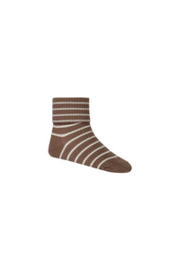 Classic Rib Ankle Sock - Hazelnut Stripe