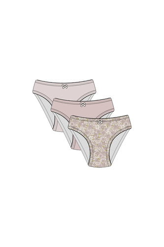 Organic Cotton 3PK Girls Underwear - Chloe Lilac/Luna/Violet Tint SIZE 4YR