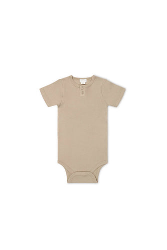 Organic Cotton Modal Darcy Rib Tee Bodysuit - Fawn