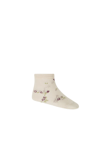 Jacquard Floral Sock - Lauren Floral Pink Tint SIZE 6-8YR