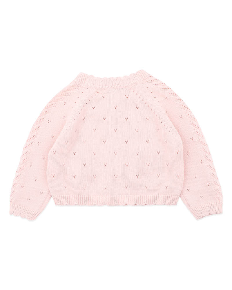 Organic Pink Pointelle Cardigan