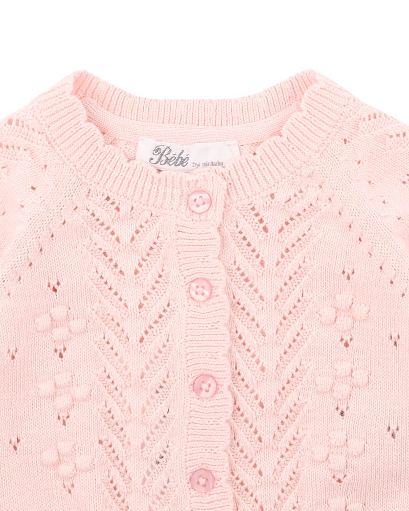 Organic Pink Pointelle Cardigan