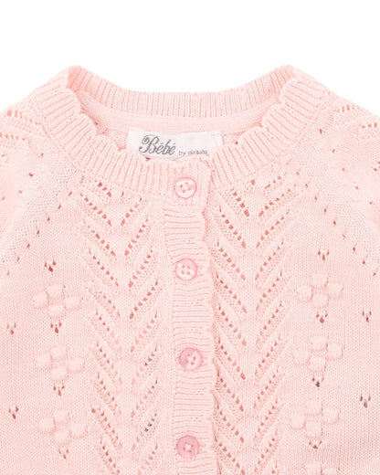 Organic Pink Pointelle Cardigan
