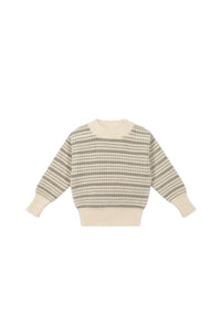 Leon Jumper - Harvest Stripe Moss/Cassava SIZE 6-12M, 2YR, 3YR and 4YR