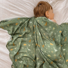 Load image into Gallery viewer, Dinos Organic Muslin Wrap Swaddle