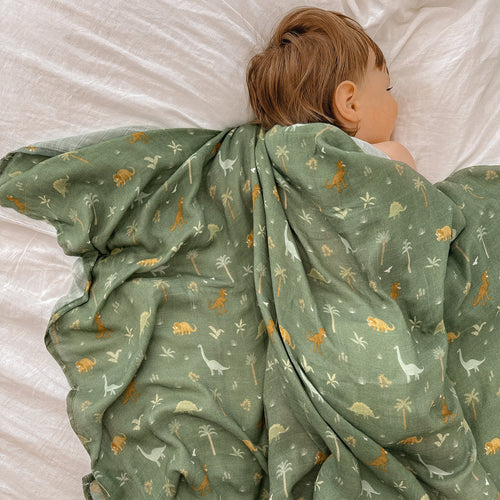 Dinos Organic Muslin Wrap Swaddle