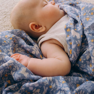 Forest Friends Cornflower Organic Muslin Wrap Swaddle