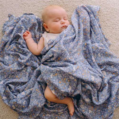 Forest Friends Cornflower Organic Muslin Wrap Swaddle