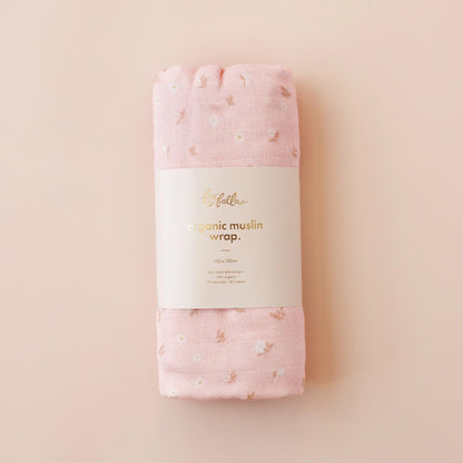 Dusty Roses Organic Muslin Wrap Swaddle