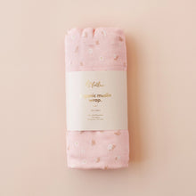 Load image into Gallery viewer, Dusty Roses Organic Muslin Wrap Swaddle