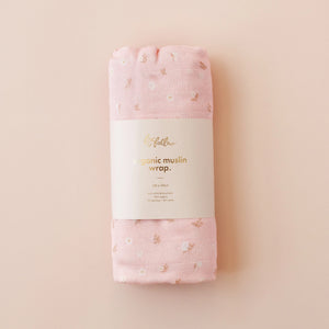 Dusty Roses Organic Muslin Wrap Swaddle