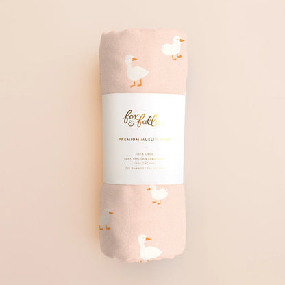 Pink Ducks Organic Muslin Wrap Swaddle
