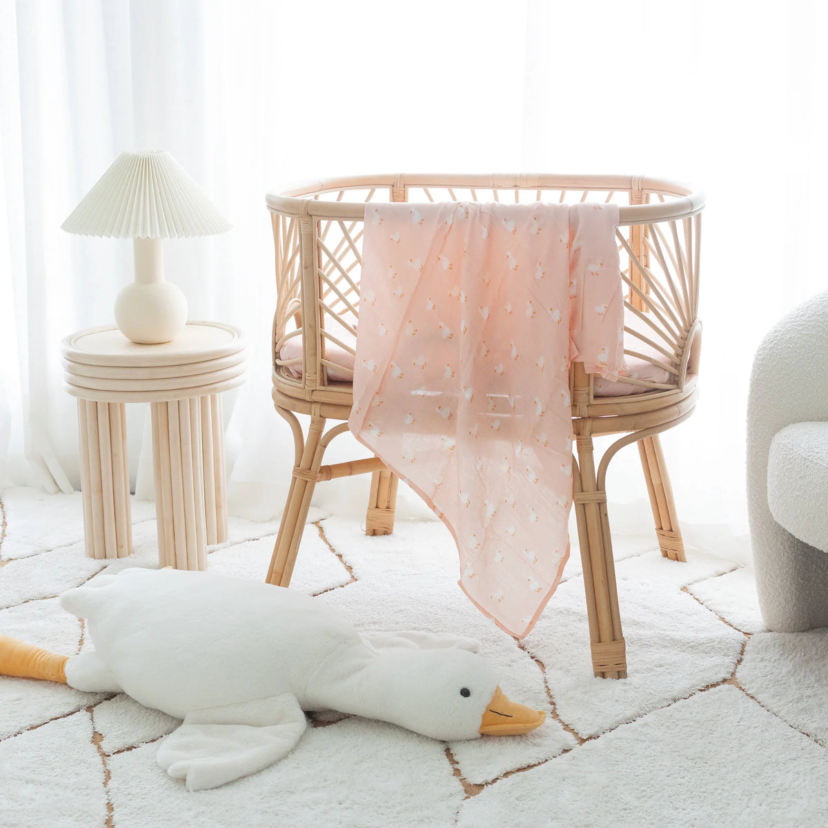 Pink Ducks Organic Muslin Wrap Swaddle