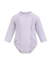 Load image into Gallery viewer, Lilac Gingham LS Sunsuit