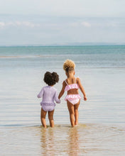 Load image into Gallery viewer, Lilac Gingham LS Sunsuit