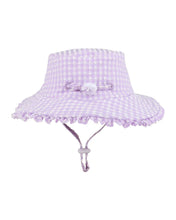Load image into Gallery viewer, Lilac Gingham Swim Sunhat