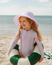 Load image into Gallery viewer, Lilac Gingham Swim Sunhat