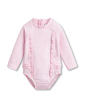 Load image into Gallery viewer, Pink Gingham LS Sunsuit