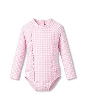 Load image into Gallery viewer, Pink Gingham LS Sunsuit