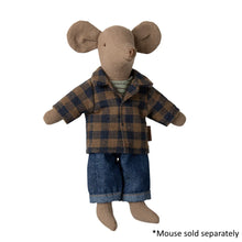 Load image into Gallery viewer, Maileg Brown Checked Shirt and Pants Dad Mouse