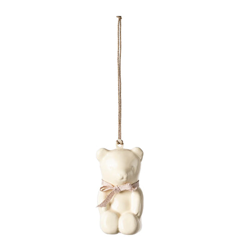 Metal Ornament Teddy Bear Rose Bow