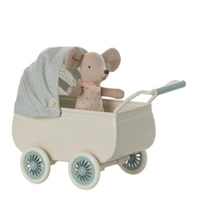 Load image into Gallery viewer, Maileg Pram with Baby Mouse Mint