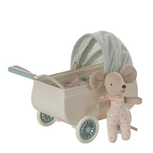 Load image into Gallery viewer, Maileg Pram with Baby Mouse Mint