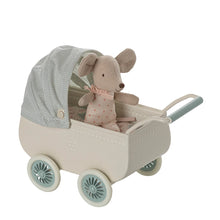 Load image into Gallery viewer, Maileg Pram with Baby Mouse Mint