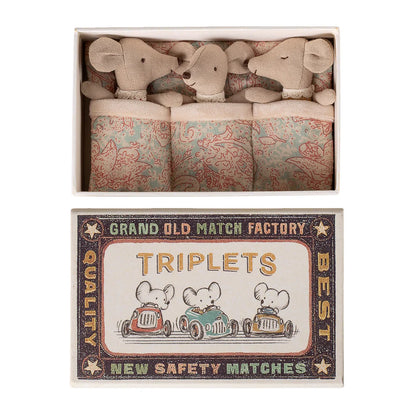 Triplets Baby Mice in Matchbox Checker