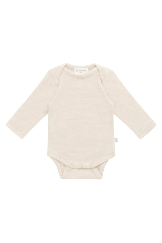 Merino Long Sleeve Envelope Bodysuit - Natural