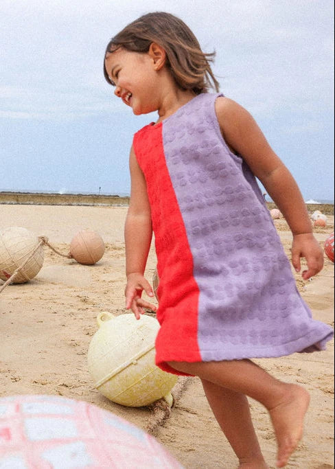 Bubble Terry Towelling Dress - Fiesta & Mauve