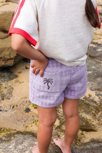 Bubble Terry Towelling Shorts - Mauve