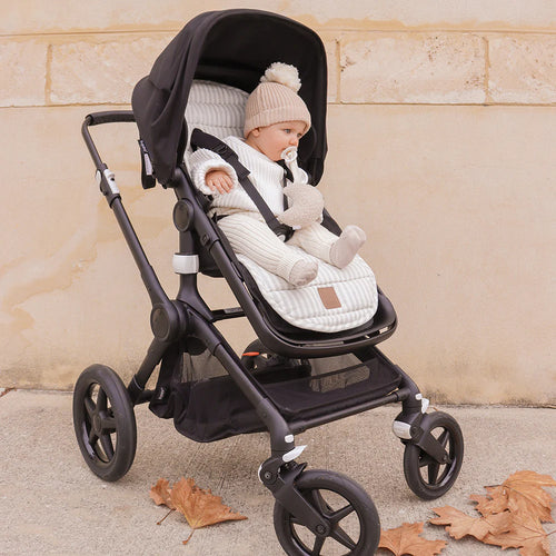 Mist Stripe Universal Linen Pram Liner