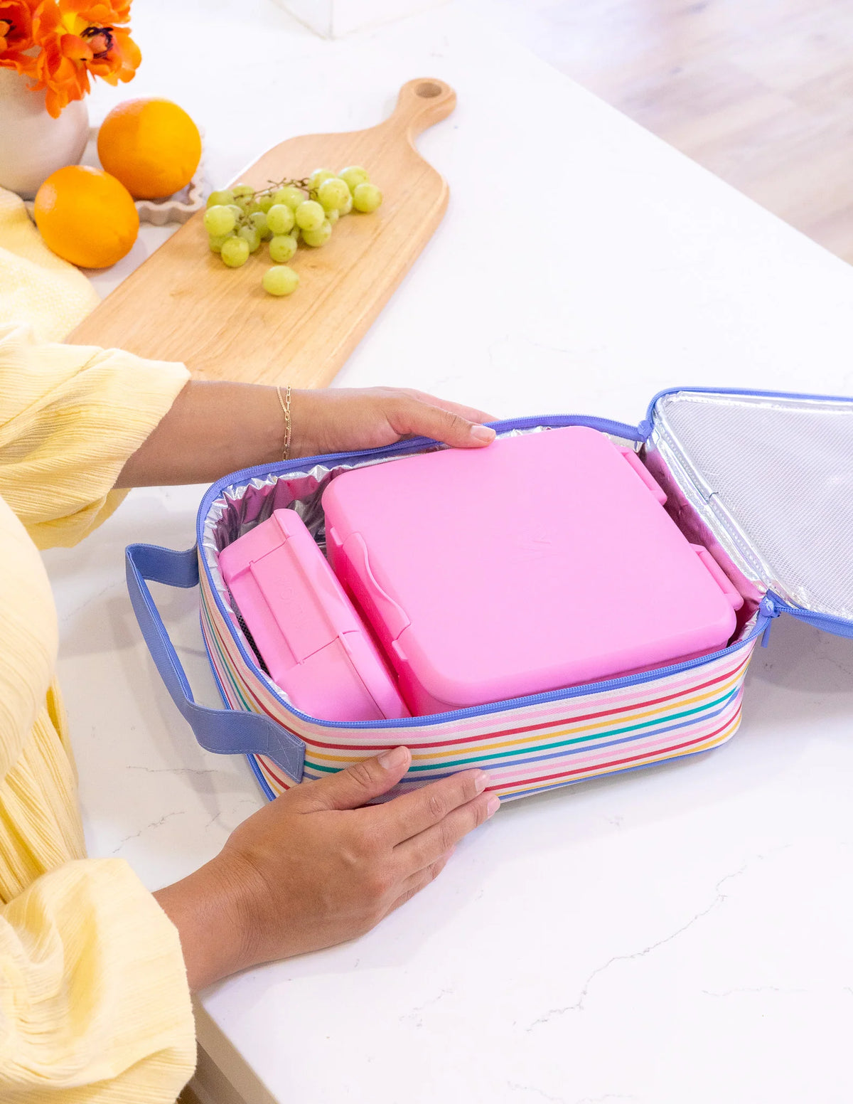 Large Insulated Lunch Bag | Fruity Stripes