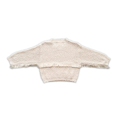 Organic Fringe Rib Knit Pull Over - Natural