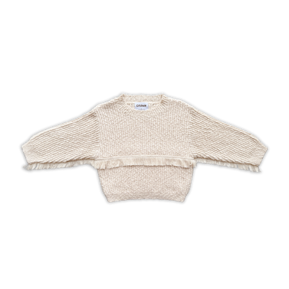 Organic Fringe Rib Knit Pull Over - Natural