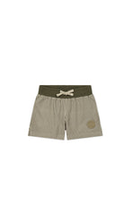 Load image into Gallery viewer, Noah Swim Short | Fine Vertical Stripe Dark Olive SIZE 6YR