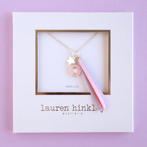 Pink Glitter Initial Necklace