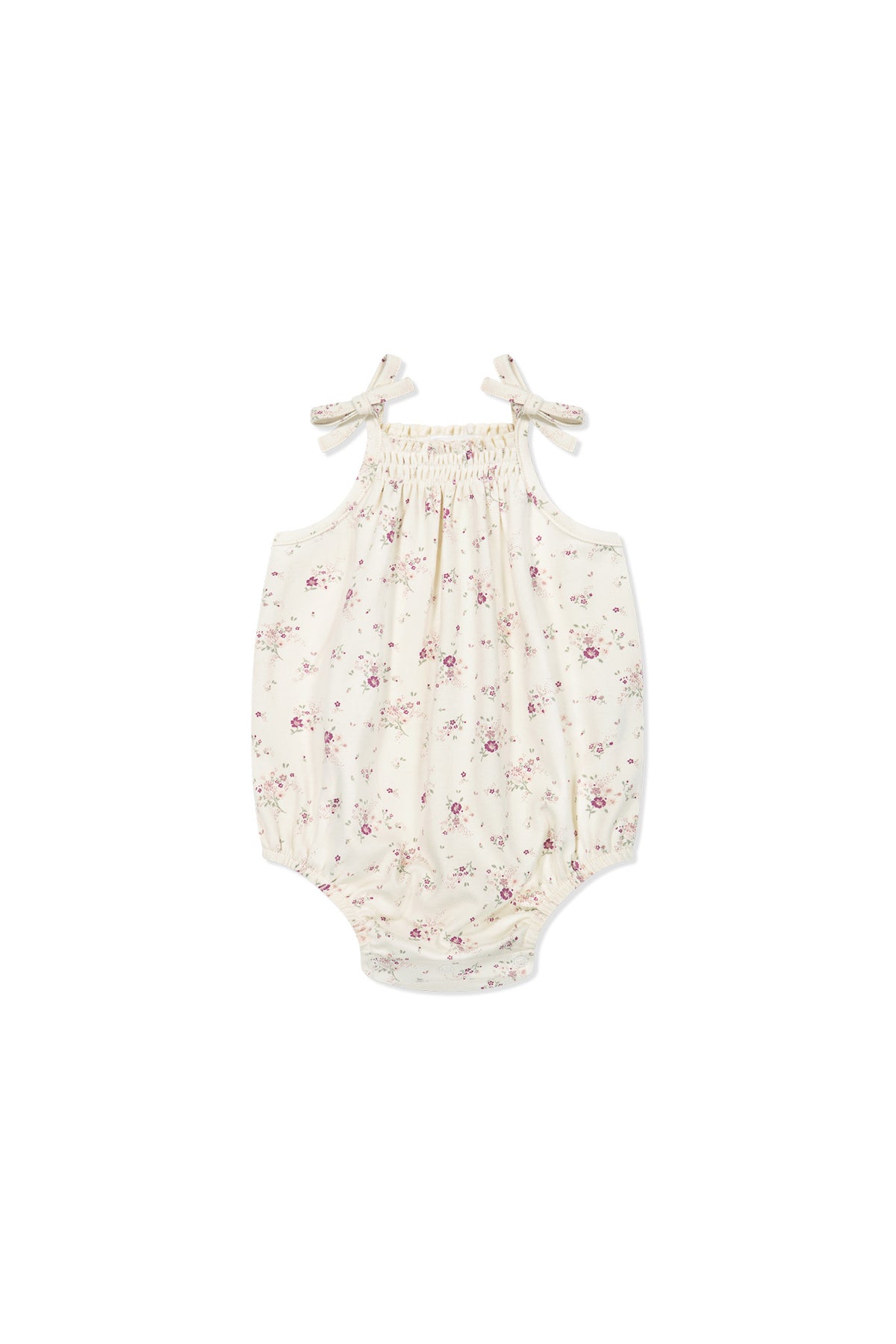 Organic Cotton Cassie Playsuit | Sweet William Floral Natural SIZE 6-12M