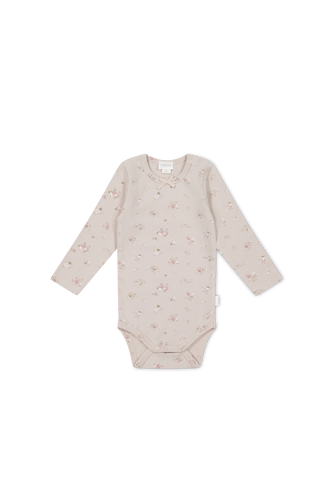 Organic Cotton Fine Rib Long Sleeve Bodysuit - Petite Fleur Violet