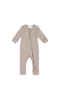 Organic Cotton Modal Gracelyn Onepiece - Narrow Stripe Tweed/Cloud