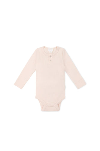 Organic Cotton Modal Long Sleeve Bodysuit - Dainty Pink