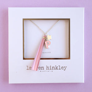 Pink Glitter Initial Necklace