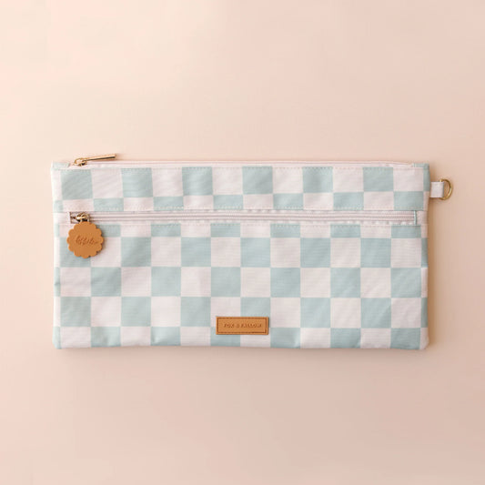 Sage Check Large Pencil Case