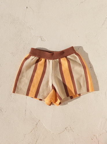 Stripe Knit Shorts | Brown & Orange