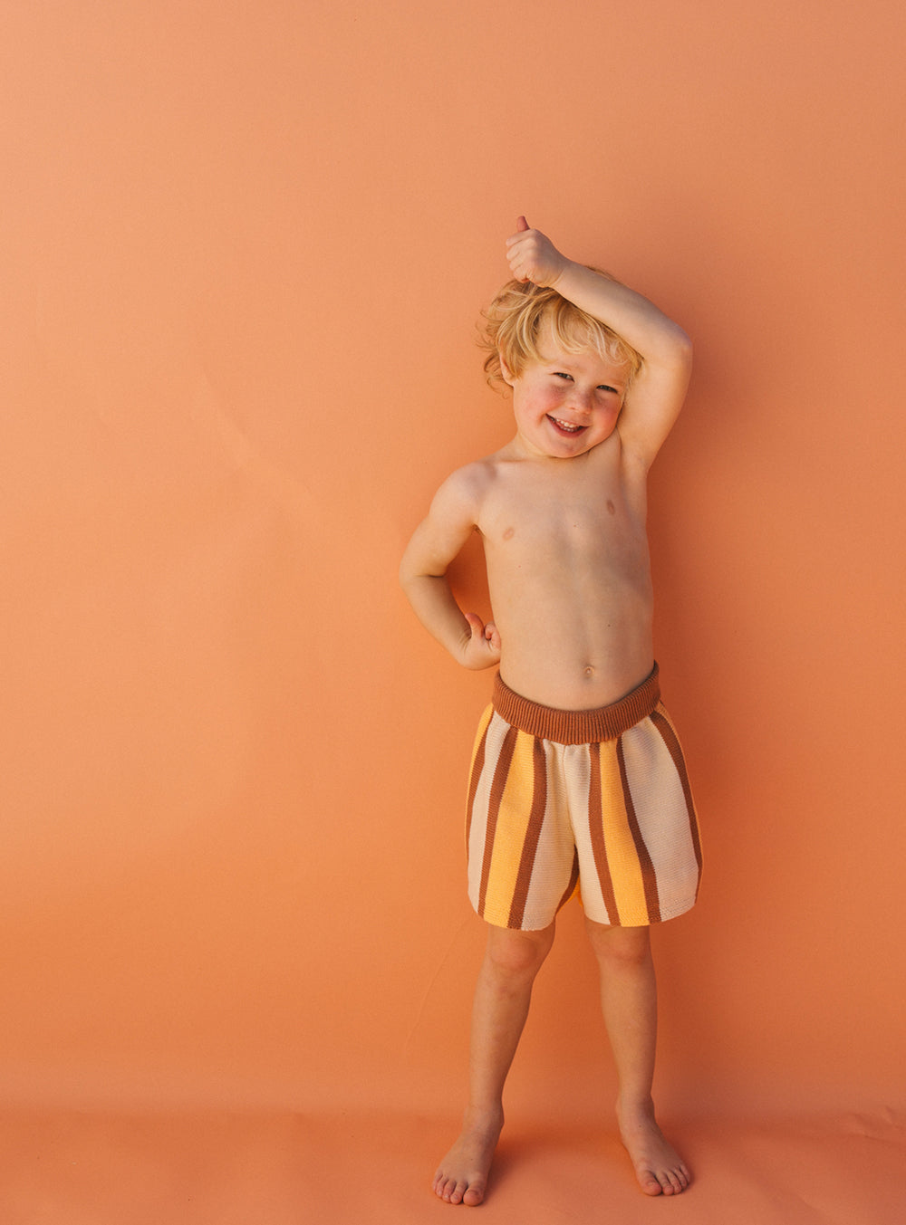 Stripe Knit Shorts | Brown & Orange