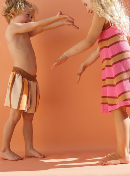 Stripe Knit Shorts | Brown & Orange