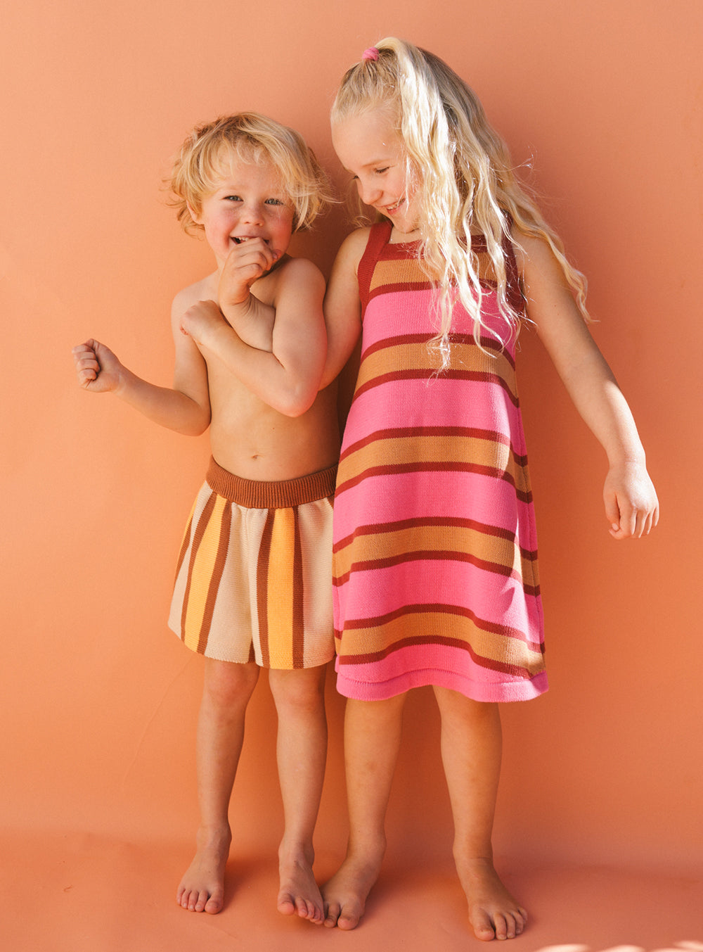 Stripe Knit Shorts | Brown & Orange