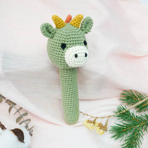 Crochet Hand Rattle | Spike Dinosaur