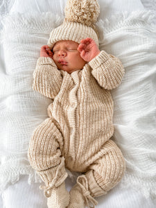 Classic Knit Romper | Wheat SIZE 6-12M